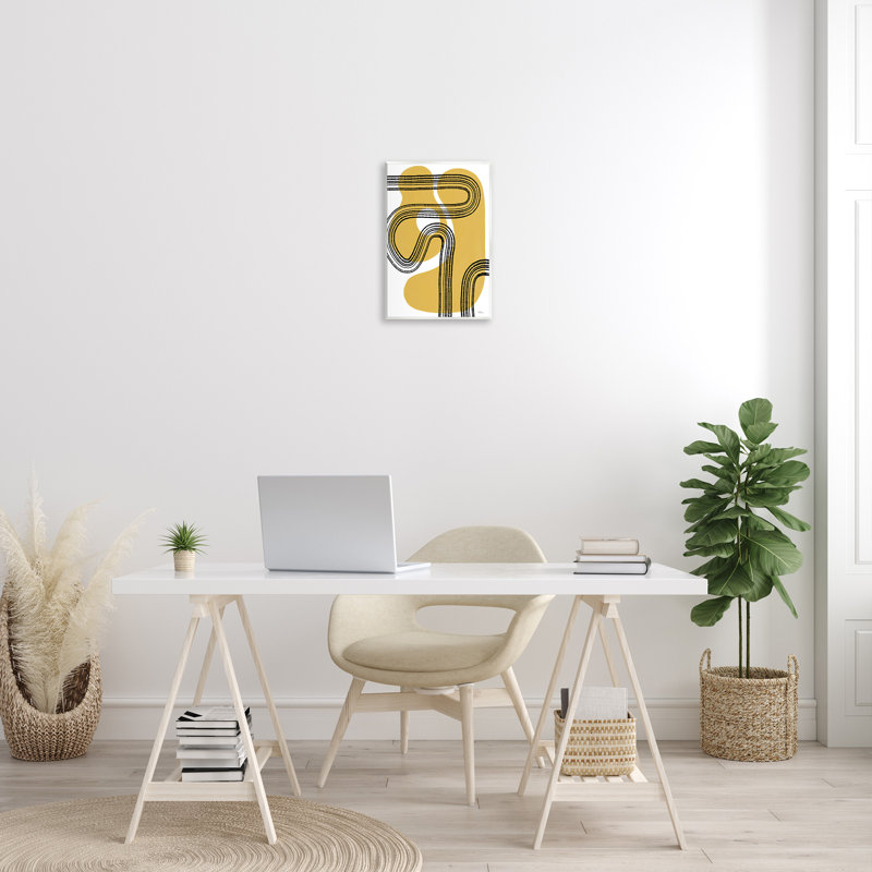 "Curved Stripes on Shapes", art mural par Cat Thurman Designs, H 19 po x l 13 po