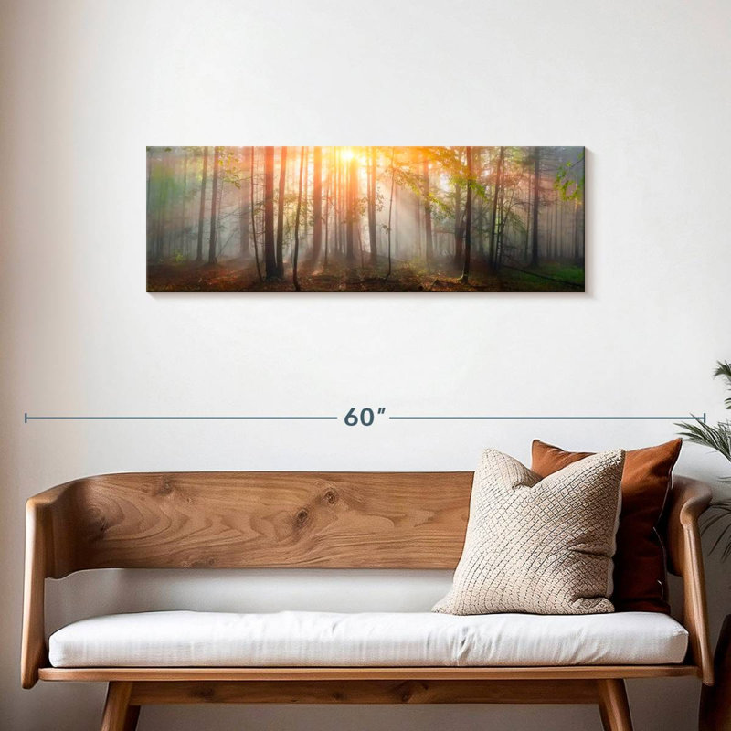 Coucher de soleil sur la forêt des Carpates, H 14 po x l 42 po x P 1,25 po