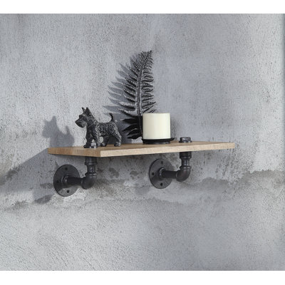 Brantley Oak & Sandy Black Finish Wall Rack