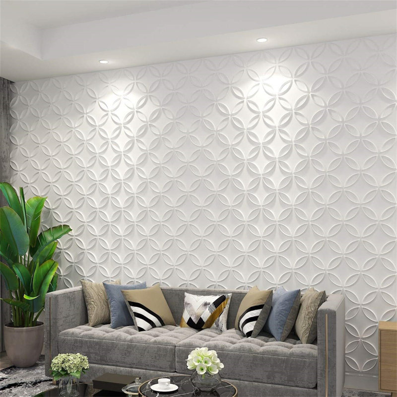 50 cm W 3D Wall Panel Wall Paneling in Matte White & Black  (12-pack), Matte White