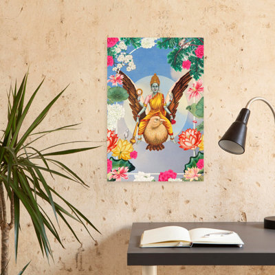 Hindu Goddess Floral Frame 1 Piece Wrapped Canvas Wall Art