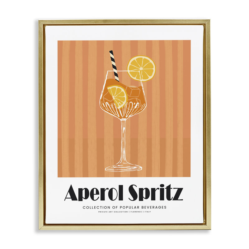 Art mural classique sur toile flottante classique Aperol Spirz, par lettré et doublé, H 31 po x l 25 po