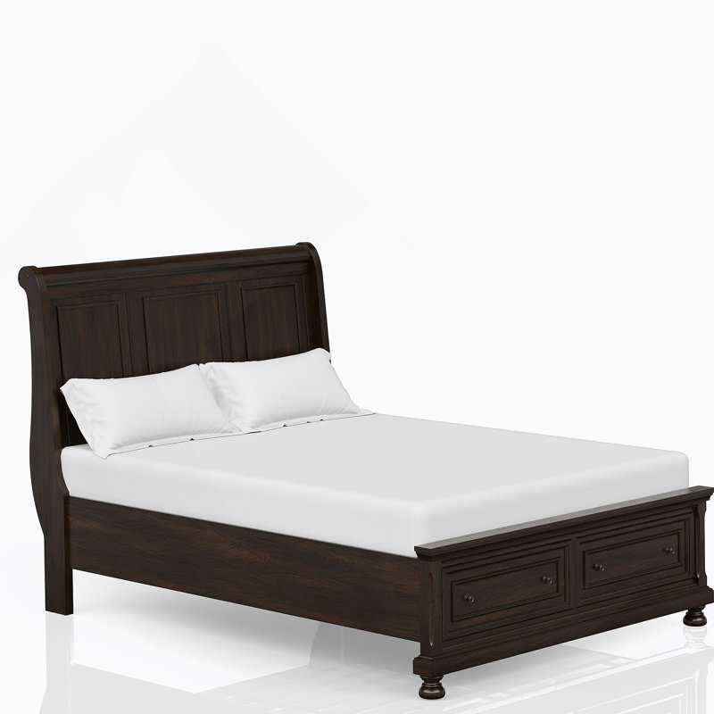 Grand lit de rangement en cerisier foncé, Cerisier, Queen