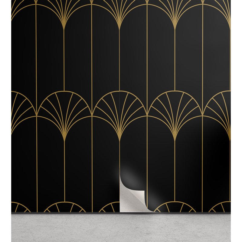 Kamayla Peel & Stick Geometric Roll, 13" x 72", Black/Sand Brown