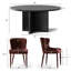 Ensemble de table de salle à manger ronde en placage de bois de 60 pouces avec 6 chaises à oreilles en chenille-913328209