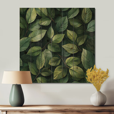 «Forest Leaves Dance Of The Foliage I», impression sur bois de feuilles - sur bois de pin naturel