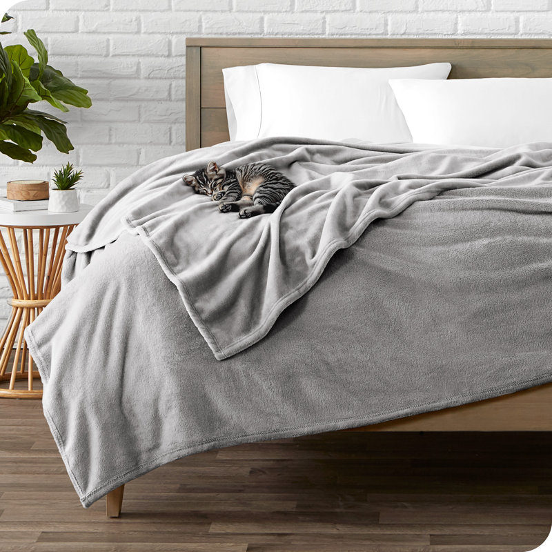 Light Grey Full/Queen Microplush Fleece Blanket