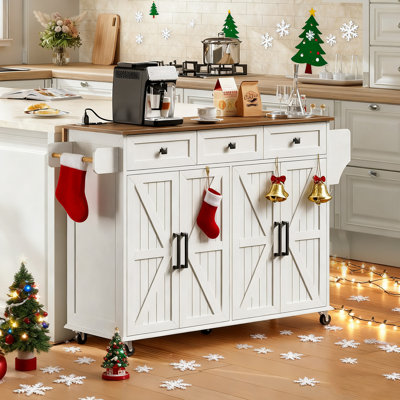 43.7" Kitchen Island with Drop Leaf and Charging Station by Gracie Oaks