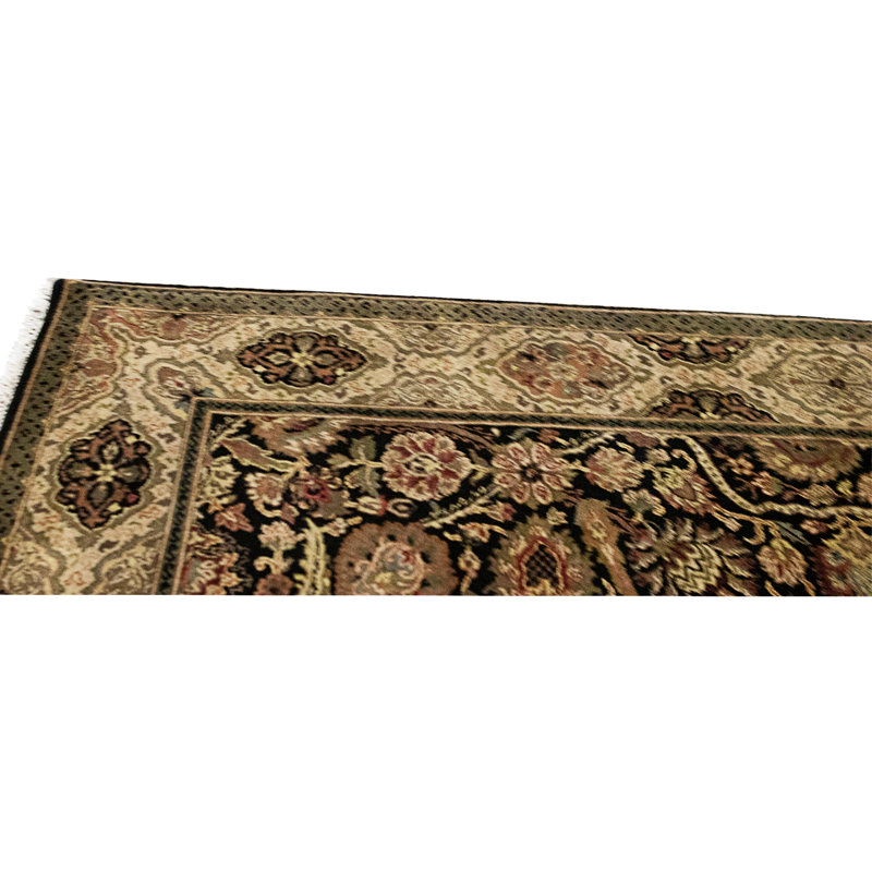 High-Quality Hand-Knotted Black And Gold Area Rug