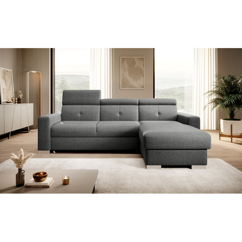 Korff 3 Seater Sofa Bed, Grey, Right Hand Facing
