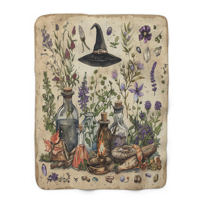 Shabby Spellcraft Splendor - couverture en sherpa de qualité supérieure 1 pièce - reproduction d'art luxueuse