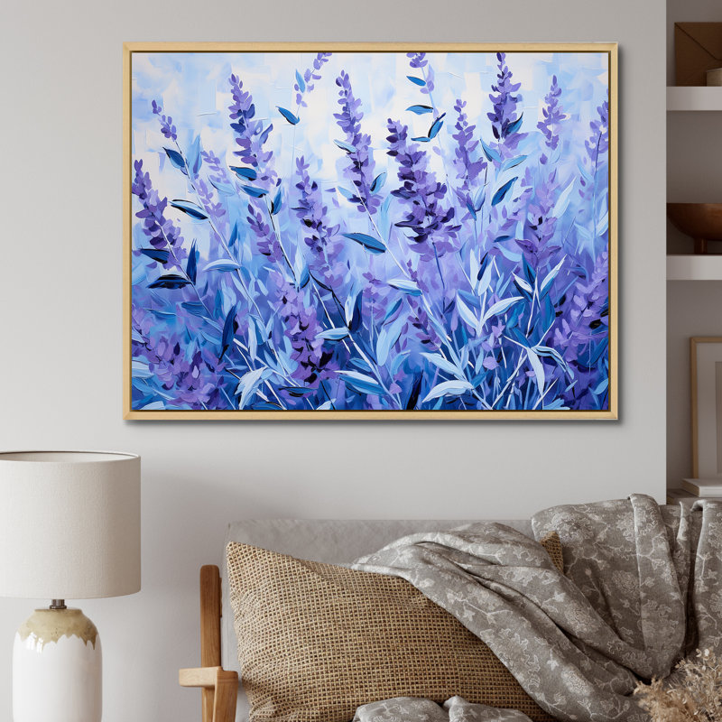 Lavande, sérénité 2, art floral herbes murales, H 12 po x l 20 po x P 1 po, Cadre flottant brun