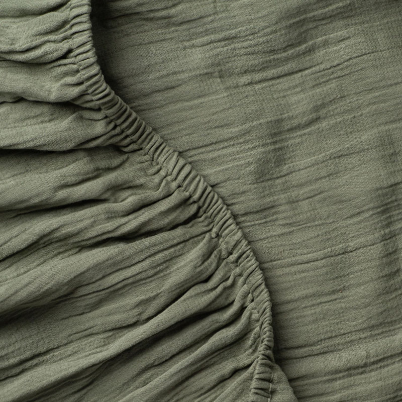 Zen Crinkled Comfort Fitted Sheet (Matcha), Queen Fitted Sheet