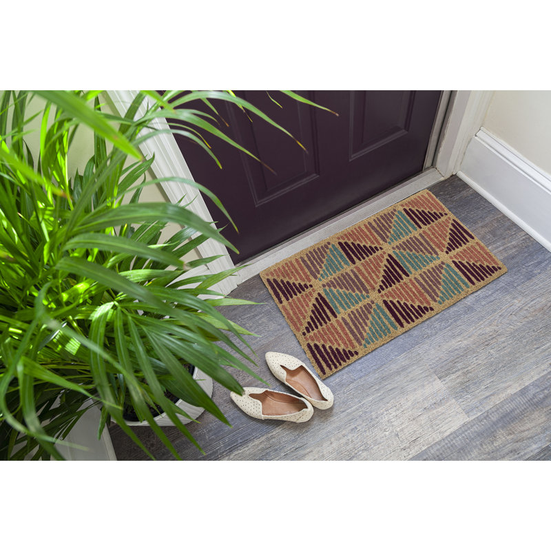 Geometric Coir Outdoor Doormat with Eco-Friendly Dyes
