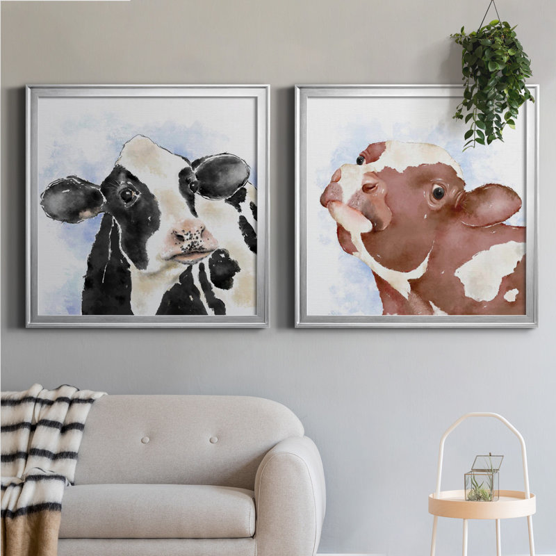 Lily et Betsy I - ensemble de 2 reproductions d'art sur toile, H 34,5 po x l 69 po x P 1,5 po, Toile avec cadre argenté