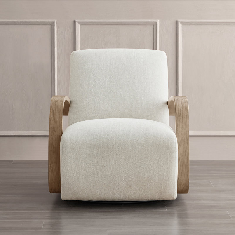 Brehana Upholstered Swivel Armchair, Light Gray Polyester