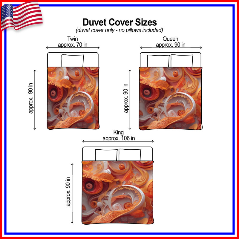 Swirling Orange Abstract Duvet Covers, Queen