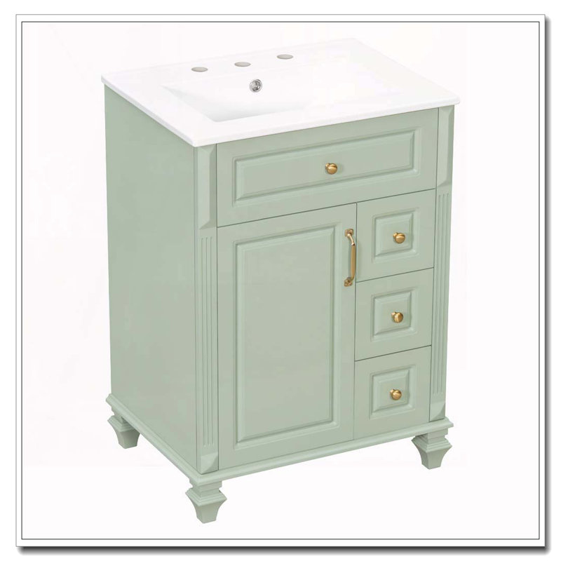Meuble-lavabo 24 po avec lavabo, Vert