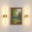 21 In. 2-Light Stone Texture Armed Wall Sconce Rechargeable Acrylic Wallchiere-1645068621
