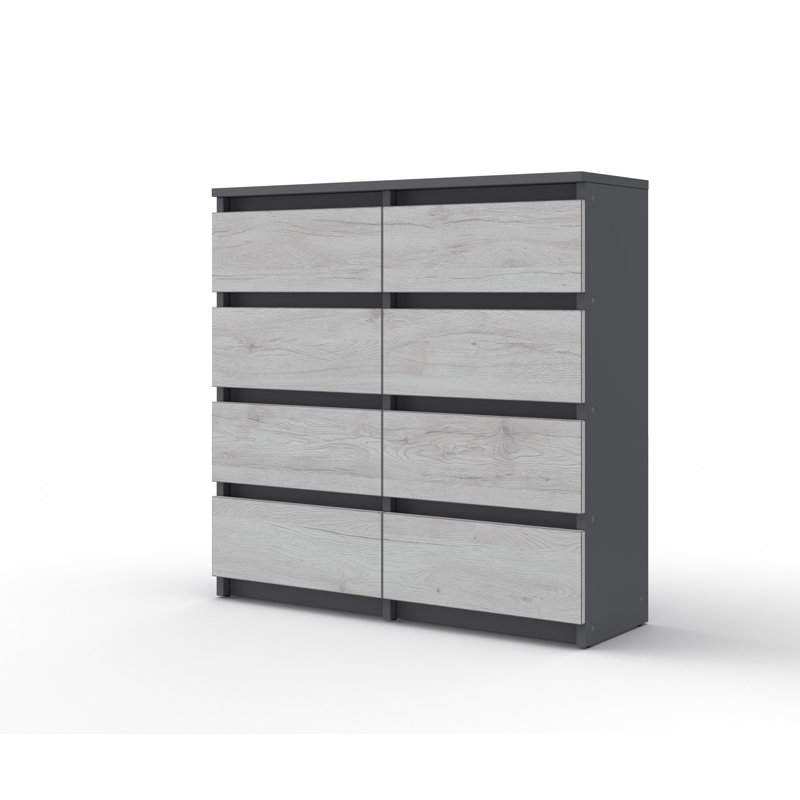 Everardo 106cm W 8 - Drawer Chest of Drawers, White Monaco Oak