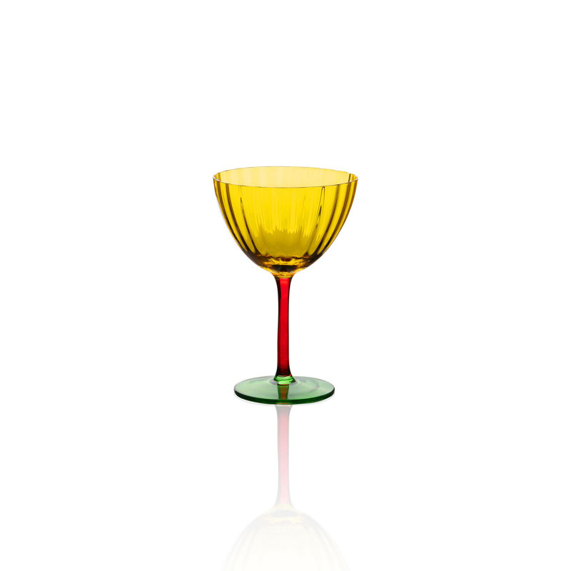 Elegant Yellow Wine Glass (Set of 2), 3.9 x 3.9 x 5.9 inches | 100% Glass, 8.1 fl oz Capacity | Dishwasher-Safe, Perfect for Parties & Special Occasions, Stylish Design for Wine Enthusiasts
