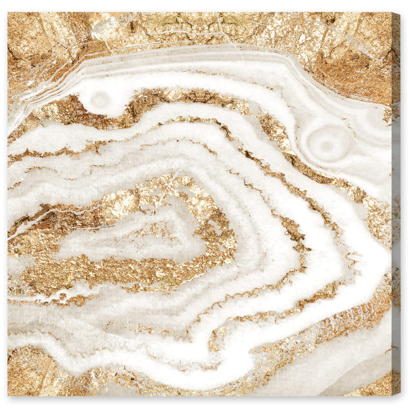 «Abstract Gold Agate Crystals» par Oliver Gal, reproduction d'art graphique sur toile tendue, H 40 po x l 40 po, Toile tendue