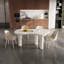 Ensemble de table de salle à manger 62,2 po blanc crème irrégulier avec 4 chaises pour la cuisine, le bar et le salon-814170977