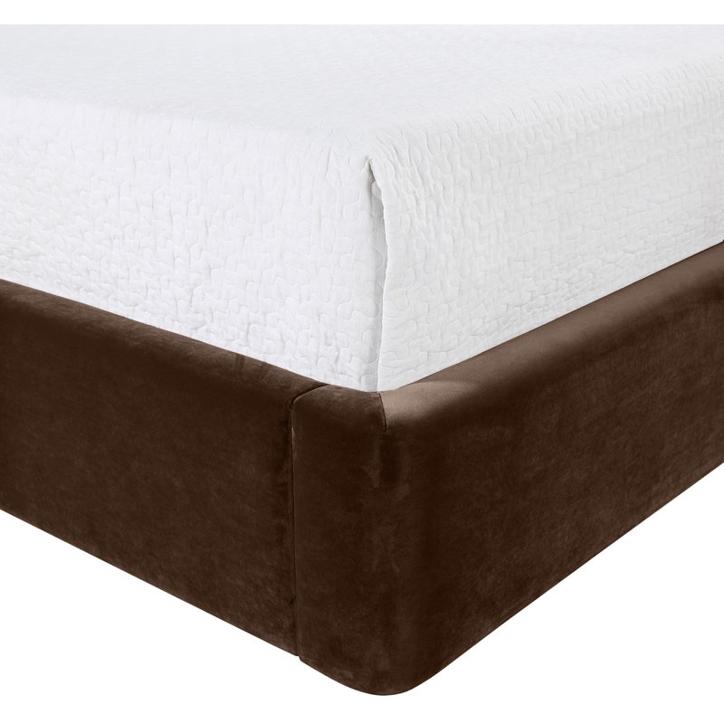 Kendall Wanaque Velvet Upholstered Bed, Queen, Brown Velvet