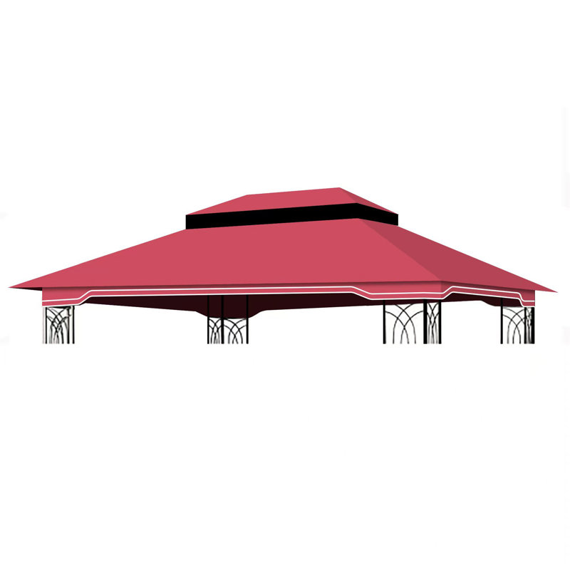 Auvent de remplacement pour pavillon de jardin extérieur 10 x 12 pi, toit de tente de pavillon à deux niveaux seulement (cadre non inclus) - Rouge