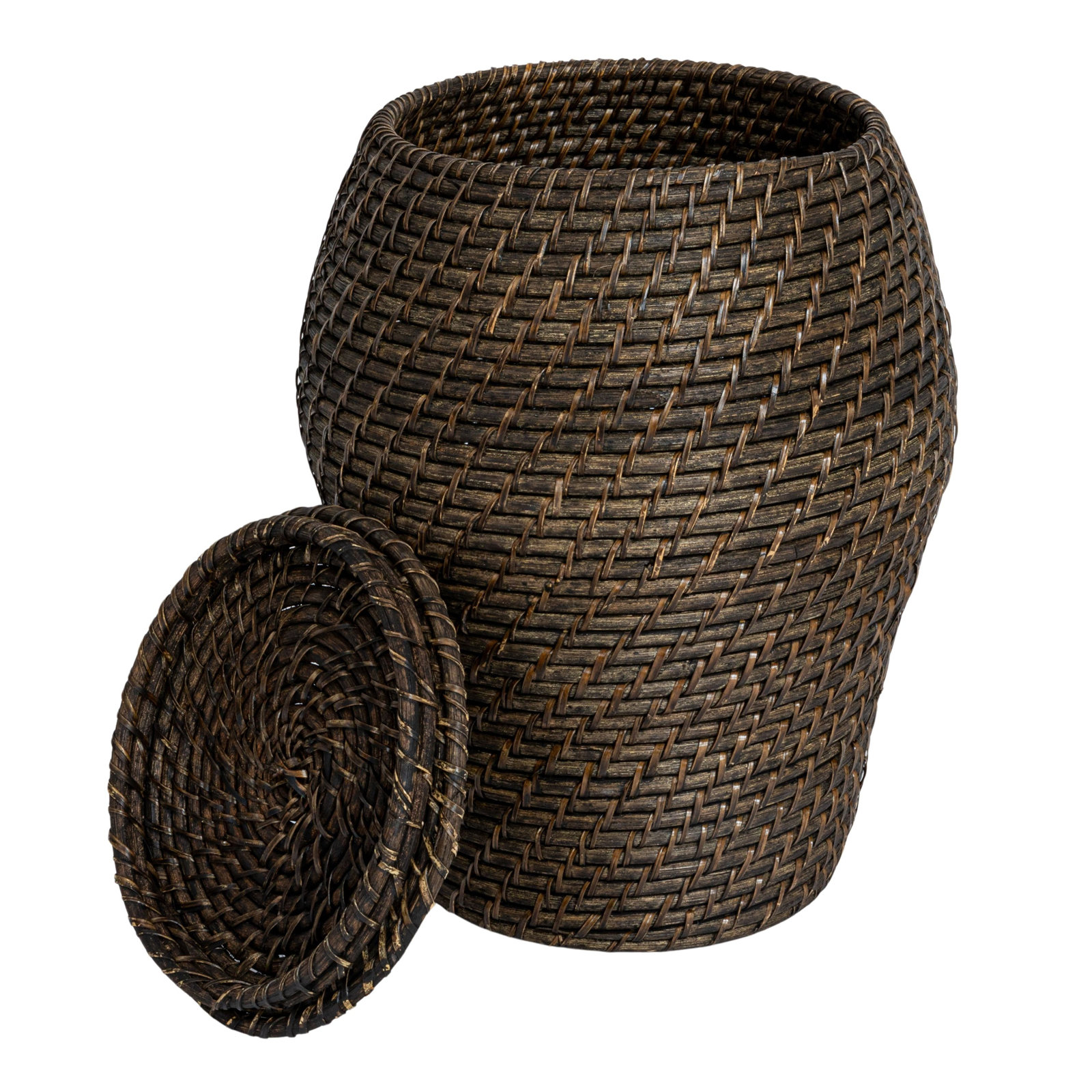 Coastal Rattan Decorative Basket, Black