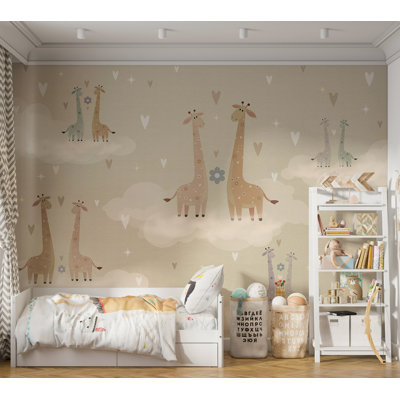 Papier peint pour enfants, Girafes amoureux