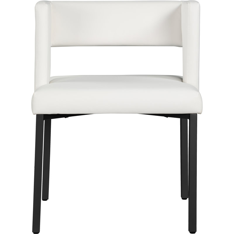 Caleb White Faux Leather Low-Back Side Chair with Matte Black Legs