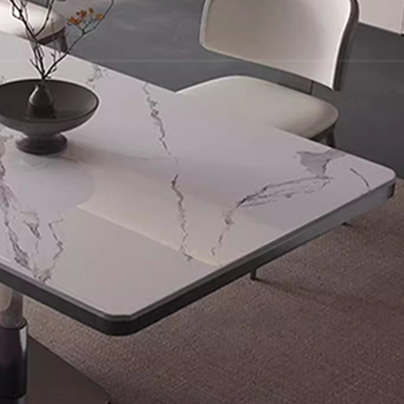 Table et chaise rectangulaire haut de gamme et minimaliste, Blanc, H 29,5 po x L 55,1 po x l 31,4 po