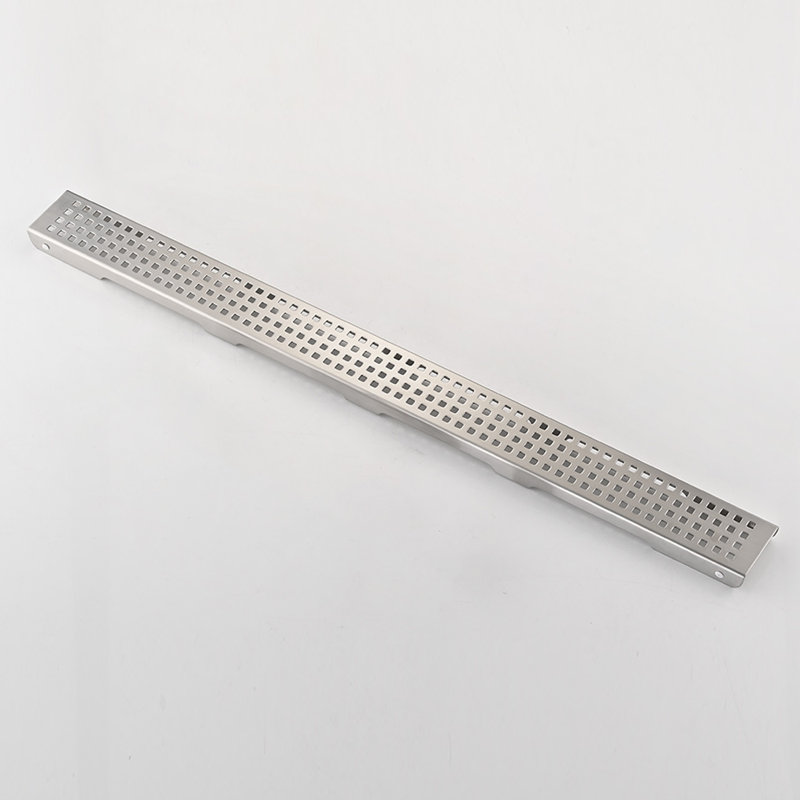 Linear Grid Shower Drain With Leveling Feet, Brushed Nickel
