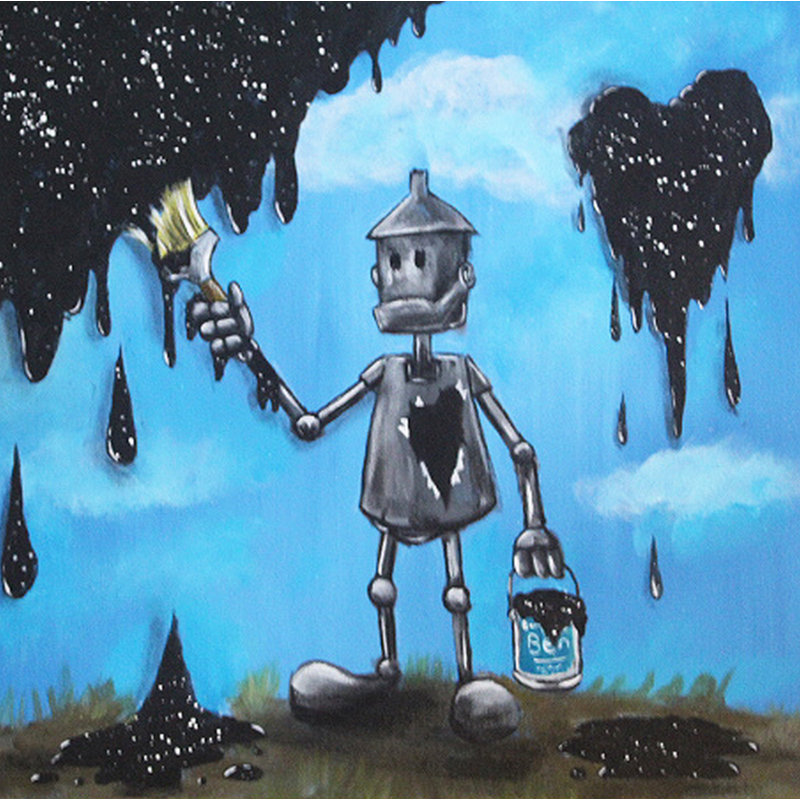  Officiellement sous licence Tin Man Black Heart, œuvre d'art originale par Ed Capeau, impression sur demande - 20 x 20 po - reproduction décorative - prête à encadrer