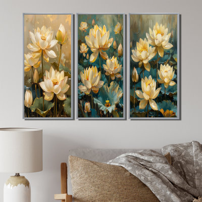 Green Blooming Lotus Gardens I - Collection d'art mural Lotus