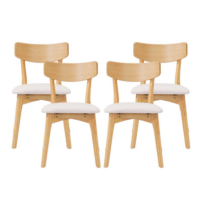 Hana Mid-Century Modern Rubberwood Dining Chair With Upholstered Seat by Corrigan Studio