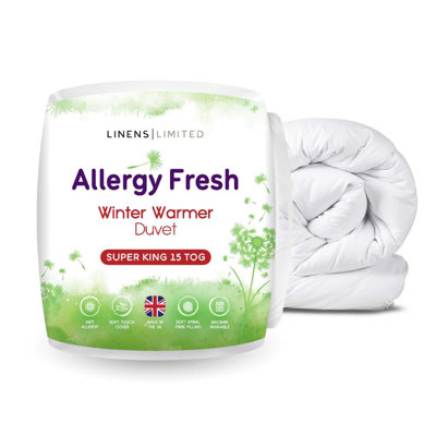 Linens Limited Allergy Fresh Duvet, Made in the UK, All Year Round Quilt, Soft and Comfy, Anti Allergy Hollowfibre, Machine Washable