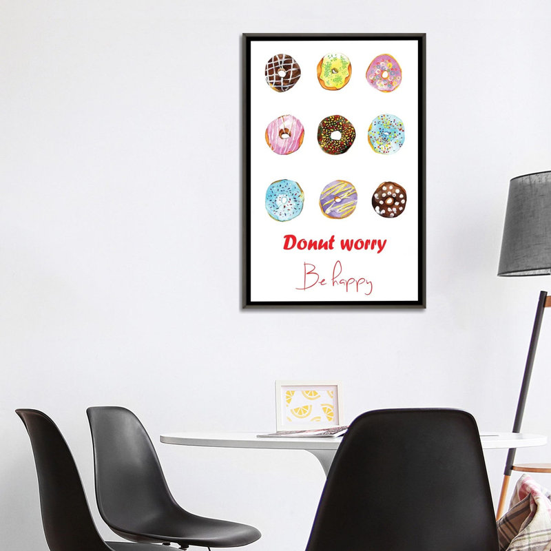« do not inquiéter be happy »-impression sur papier, H 40 po x l 26 po x P 1,5 po, Toile encadrée de bois rustique foncé