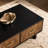 56'' Coffee Table with 4 Storage Drawers, Rectangular Rubberwood Center Table, Geometric Wood Inlay and Brass Handles for Living Room-132284415