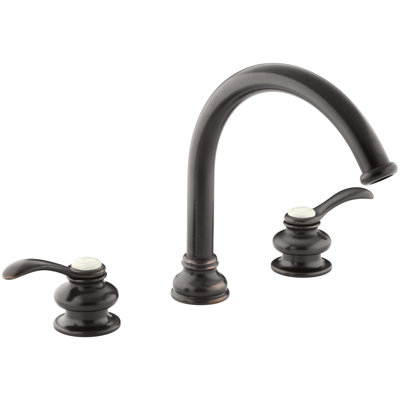Garniture de robinet de baignoire à fixation sur le comptoir Fairfax avec poignées leviers et bec coulissant traditionnel de 8-7 / 8 po sans valve de dérivation, valve non incluse