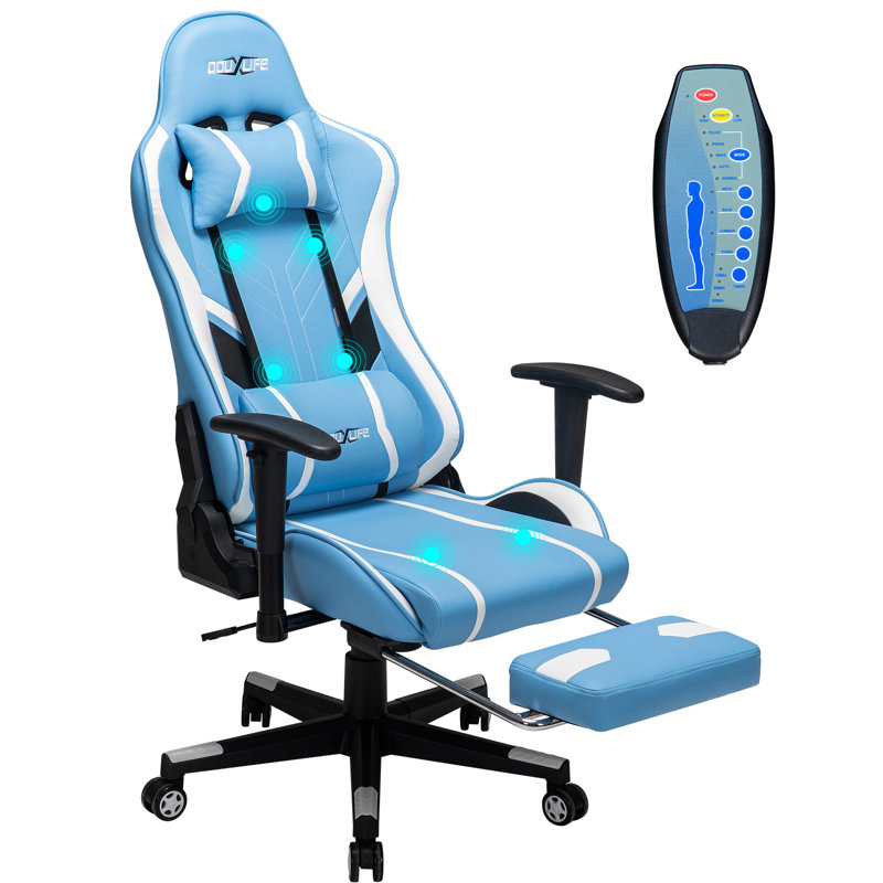 Upgraded Massage Gaming Chair 7-Point, Office Chair with Footrest & Lumbar Support, Thickened and Widened Cushions Backrest