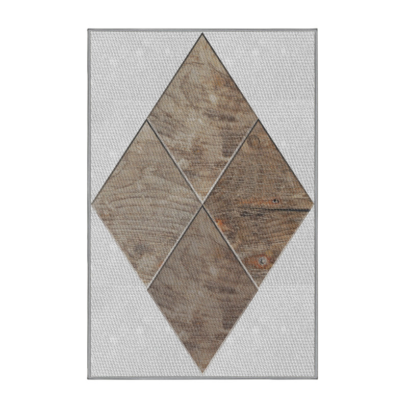Tapis brun / gris à motif géométrique Scher, Rectangle 7 pi x 10 pi