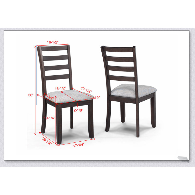 Chaises de salle à manger à dossier échelle en bois riche contemporain 2 pièces, gris et brun, assise élégante et confortable