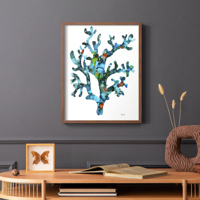 Sea Coral I, reproduction encadrée - bois massif