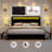 Meliz Modern Upholstered Bed Frame with 4 Bedside Drawers & Smart RGBW LED Lights, No Box Spring Needed, Easy Assembly,-1099533957-1097573242