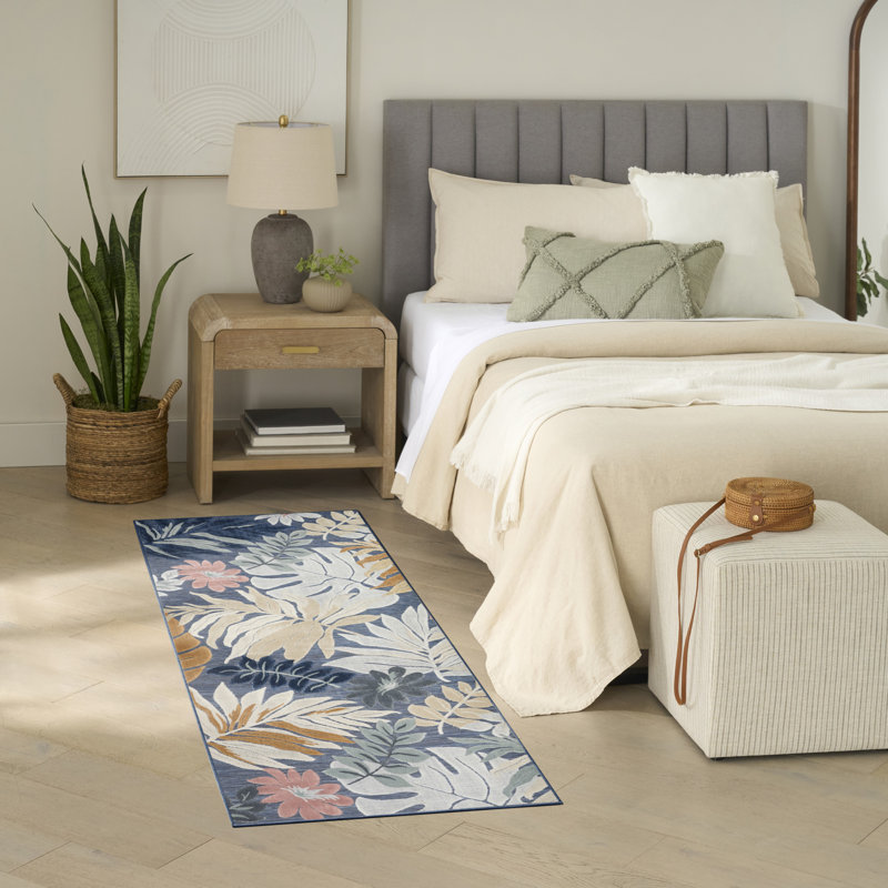  Suncoast 2' x 6' Denim Multicolor Tropical Rug, Denim Multicolor, Runner 2' x 6'