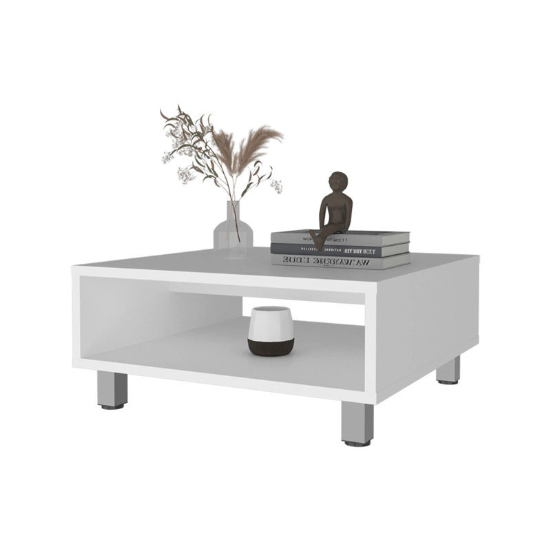 Coffee Table With Open Storage, White