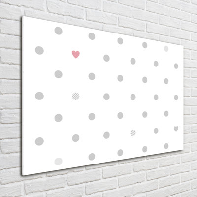 Dots And Hearts - No Frame Print on Glass