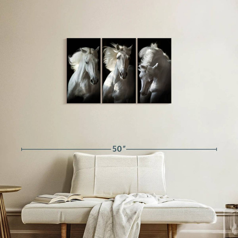 Brampt Three White Horses, 20" H x 33" W